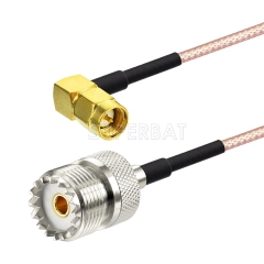 SMA Right Angle Plug to UHF Straight Jack RG316 30cm