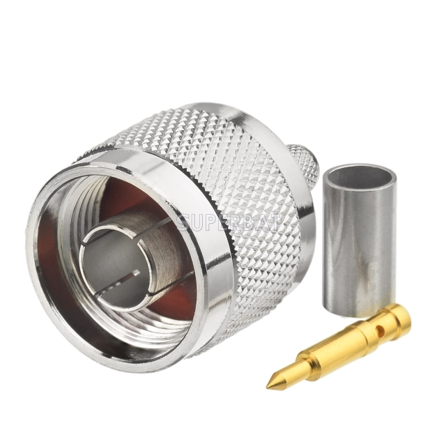 N Plug Male Straight Crimp Connector for LMR195 RG58 RG142 RG400 Coax
