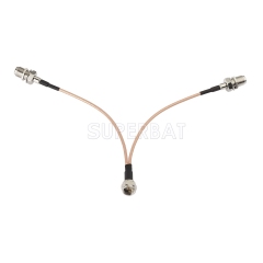F Straight Plug to F BulkHead Jack to F BulkHead Jack RG316 15cm