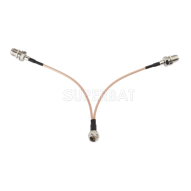 F Straight Plug to F BulkHead Jack to F BulkHead Jack RG316 15cm