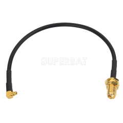 MMCX Right Angle Plug to SMA BulkHead Jack RG174 15cm