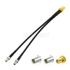 SMA Female Bulkhead to Dual TS9 Splitter Adapter Jumper Antenna Cable 15 cm Y Type for 4G LTE Router USB Modem MiFi Hotspots Verizon Netgear