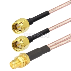 RP-SMA BulkHead Jack to SMA Straight Plug to SMA Straight Plug RG316 15cm