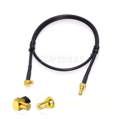 MCX Right Angle Plug to SMB Straight Jack RG174 40cm