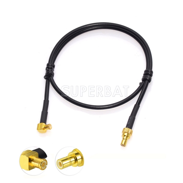 MCX Right Angle Plug to SMB Straight Jack RG174 40cm