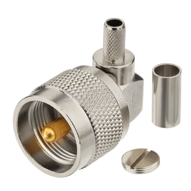 UHF Plug Male Connector Right Angle Crimp LMR-195