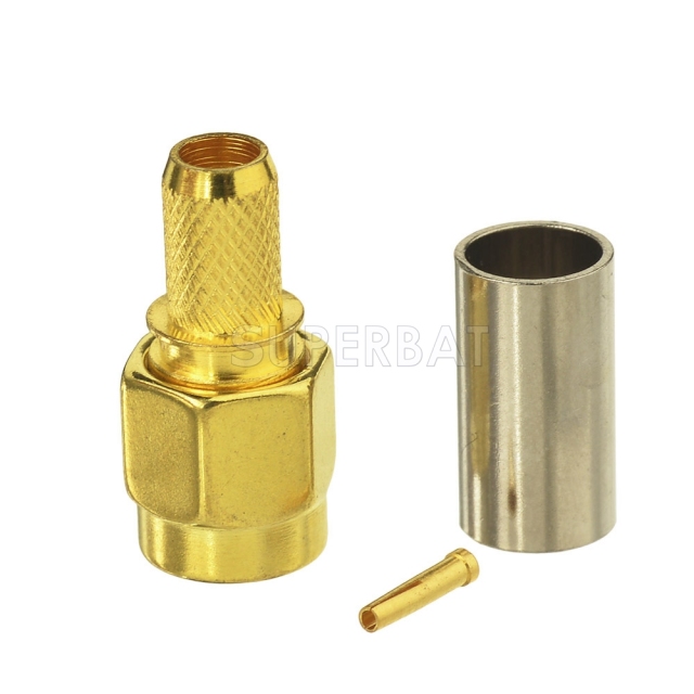 Superbat RP-SMA Crimp Plug (female socket) connector for LMR195 RG58 RG400 RG142 Coax Cable