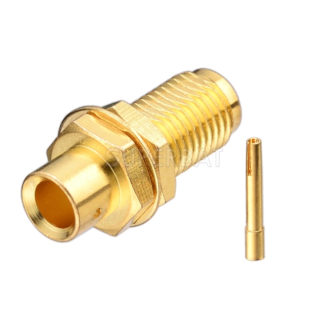 SMA Female Bulkhead Connector for 0.141" Semi-rigid RG402 Cable