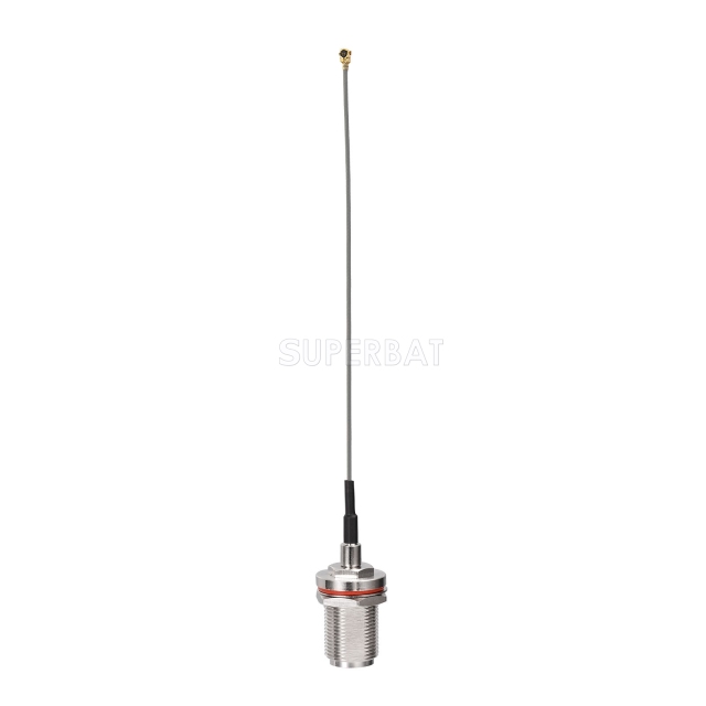 N BulkHead Jack with O-ring to U.FL Right Angle Jack Flexible 1.13 15cm