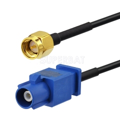 Fakra C Male to SMA Male Plug Pigtail Cable RG174