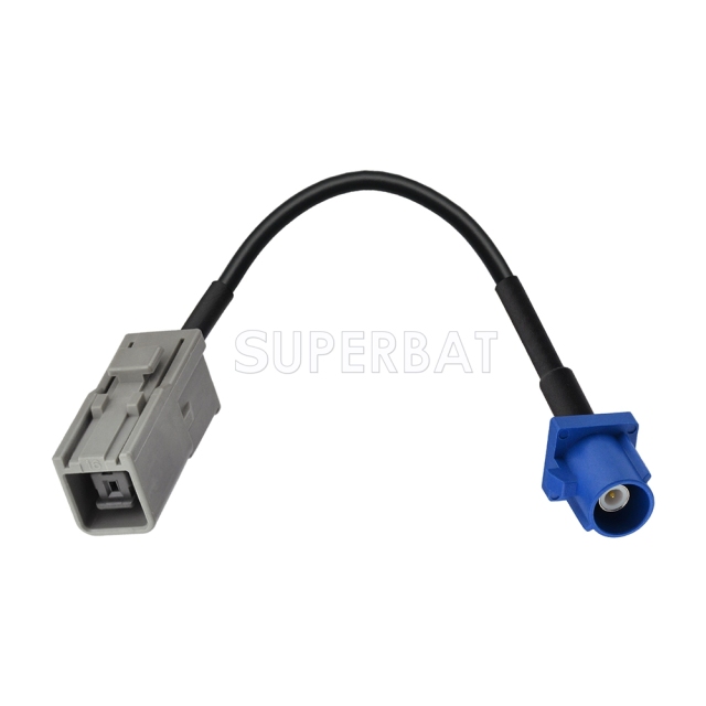 Fakra Signal Blue Straight Plug to GT5-1S Grey Straight Jack RG174