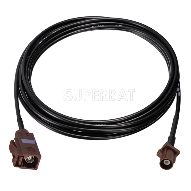 Fakra Nut Brown Straight Jack to Fakra Nut Brown Straight Plug RG174