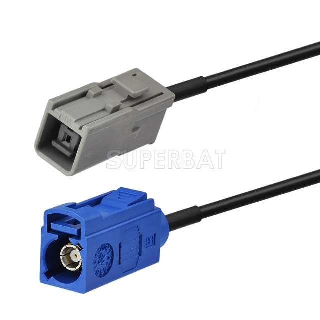 Fakra Signal Blue Straight Jack to GT5-1S Grey Straight Jack RG174
