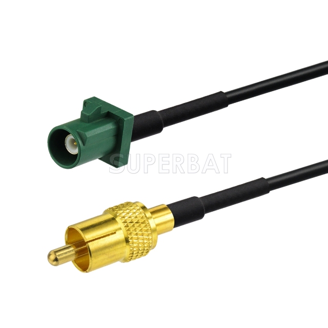 Fakra Leaf Green Straight Plug to RCA Straight Plug RG174