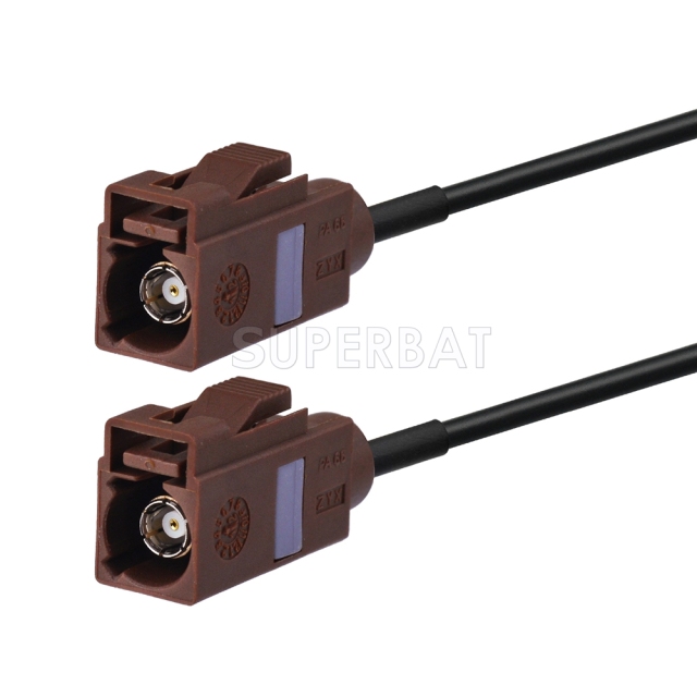Fakra Nut Brown Straight Jack to Fakra Nut Brown Straight Jack RG174