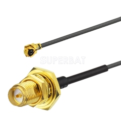 RP-SMA BulkHead Jack with O-ring to U.FL Right Angle Jack Flexible 1.13 20cm