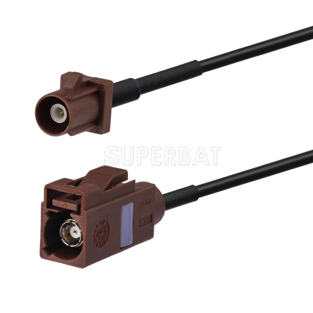 Fakra Nut Brown Straight Jack to Fakra Nut Brown Straight Plug RG174