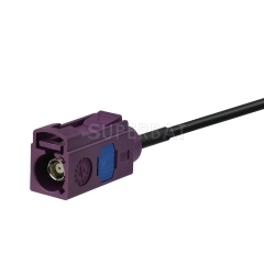 Fakra Claret Violet Straight Jack to Fakra Claret Violet Straight Plug RG174