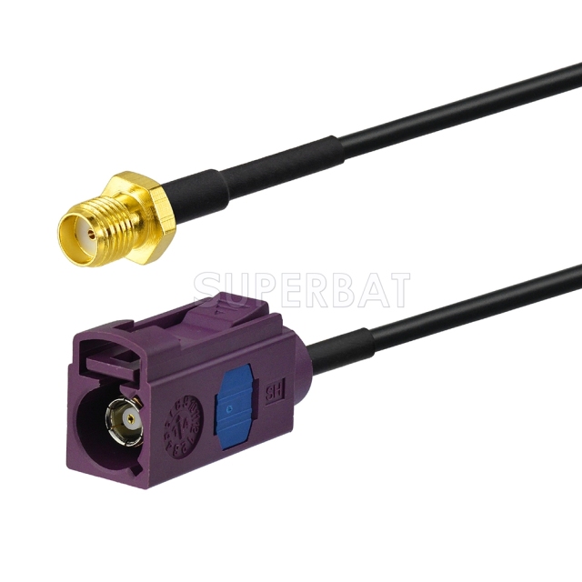Fakra Claret Violet Straight Jack to SMA Straight Jack RG174