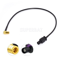Fakra Jet Black 1 Straight Plug to SMB Right Angle RG174