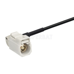 Fakra Cream Double Straight Plug to Fakra Cream Right Angle Jack RG174 Y shape