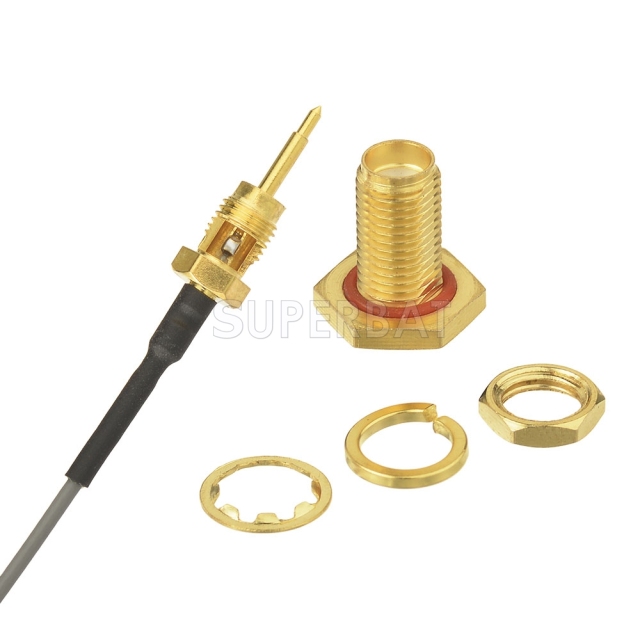 RP-SMA BulkHead Jack with O-ring to U.FL Right Angle Jack Flexible 1.13 20cm