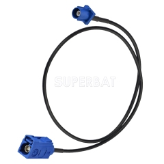 Fakra Signal Blue Straight Jack to Fakra Signal Blue Straight Plug RG174