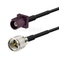 Fakra Claret Violet Straight Plug to Mini-UHF Straight Plug RG174
