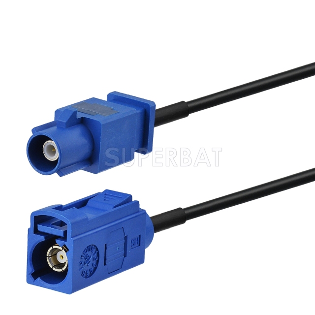 Fakra Signal Blue Straight Jack to Fakra Signal Blue 1 Straight Plug RG174