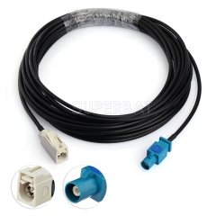 Fakra Cream Straight Jack to Fakra Water Blue 1 Straight Plug RG174