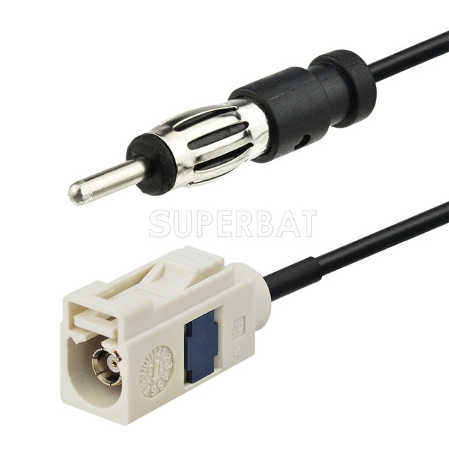 Fakra Cream Straight Jack to DIN Straight Plug RG174