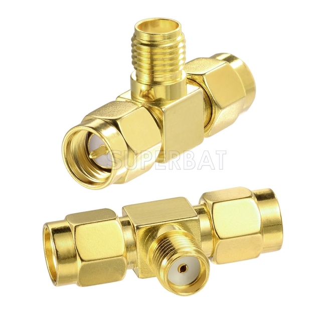 SMA Tee Adapter Jack to 2 Plug Adapter