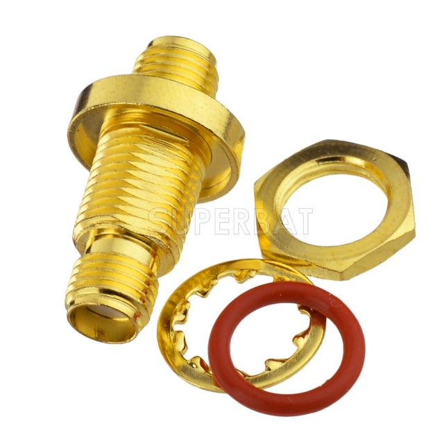 Superbat Adapter SMA female to female jack bulkhead panel mount O-ring connector F/F