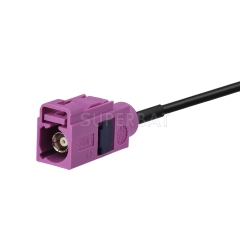 Fakra Nut Brown Straight Jack to Fakra Heather Violet Straight Jack RG174