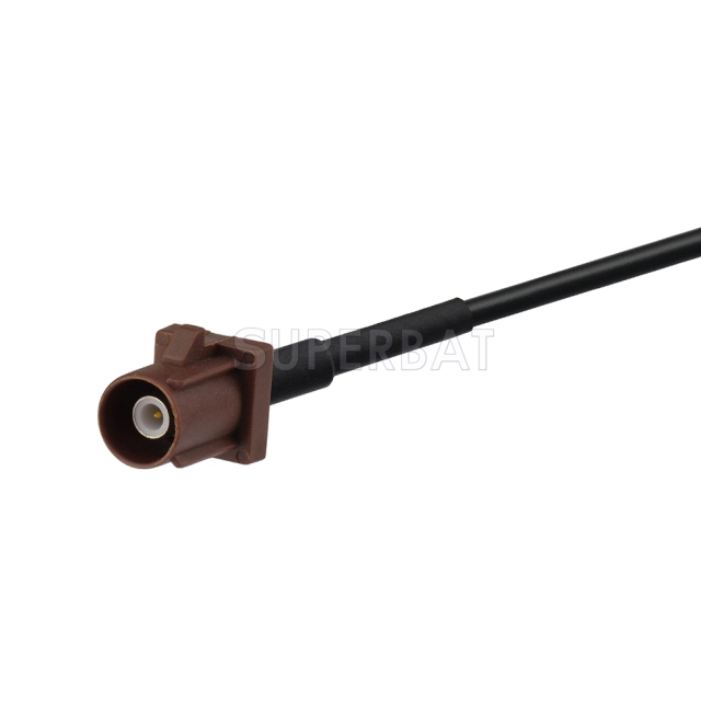 Fakra Nut Brown Straight Jack to Fakra Nut Brown Straight Plug RG174