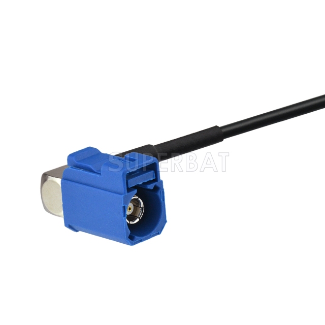 Fakra Signal Blue 1 Straight Plug to Fakra Signal Blue Right Angle Jack to SMA Straight Plug RG174 V shape