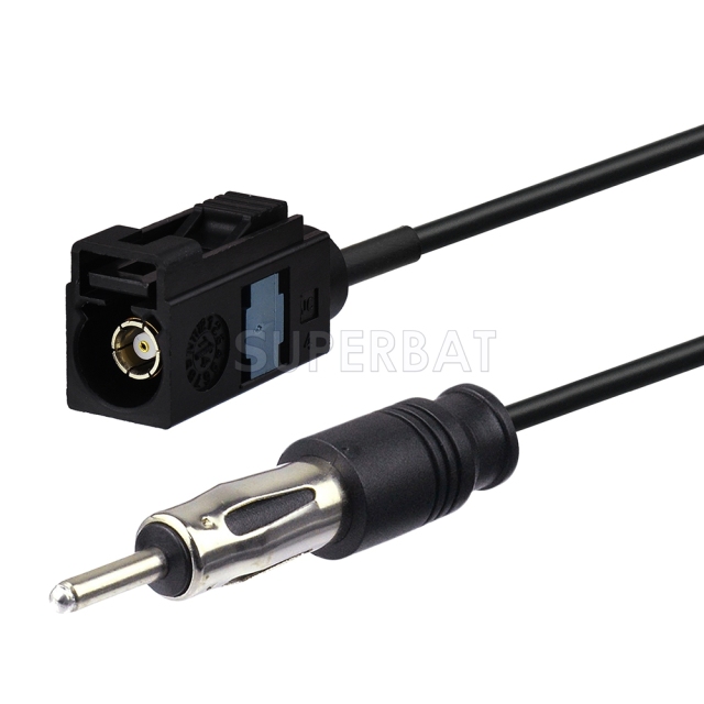 Fakra Jet Black Straight Jack to DIN Straight Plug RG174