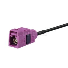 Fakra Signal Blue Straight Jack to Fakra Heather Violet Straight Jack RG174