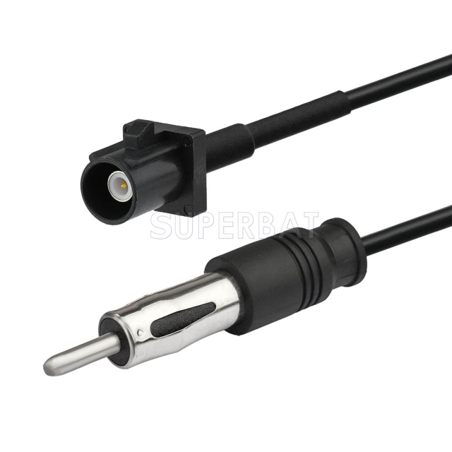 DIN Straight Plug to Fakra Jet Black Straight Plug RG174 30cm