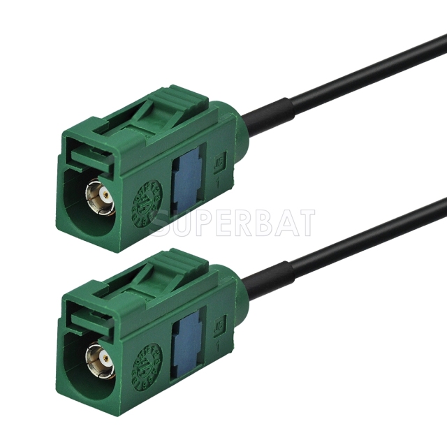 Fakra Leaf Green Straight Jack to Fakra Leaf Green Straight Jack RG174