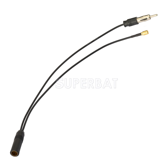 DIN Straight Jack to DIN Straight Plug to SMB Straight Plug RG174 30cm