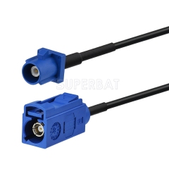 Fakra Signal Blue Straight Jack to Fakra Signal Blue Straight Plug RG174