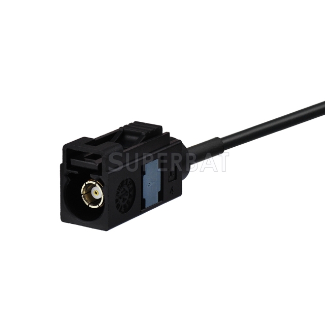 Fakra Jet Black Straight Jack to DIN Straight Plug RG174