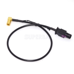 Fakra Jet Black 1 Straight Plug to SMB Right Angle RG174