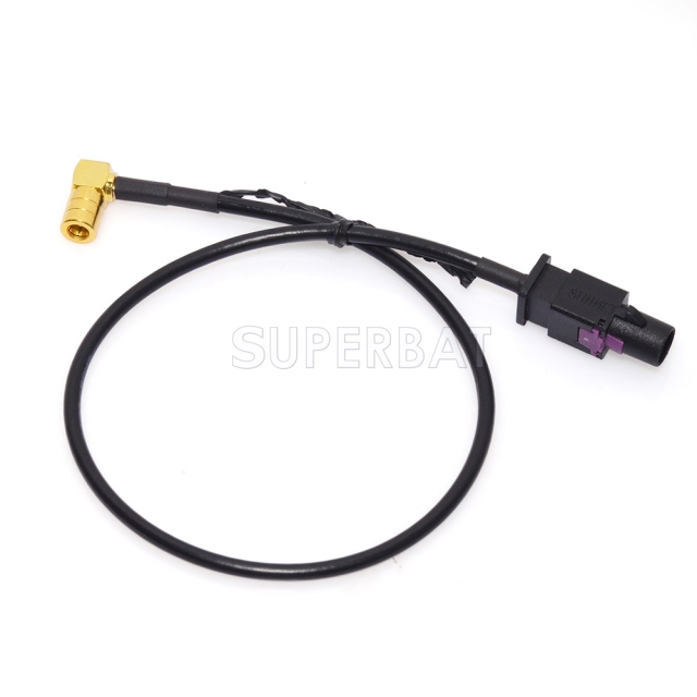 Fakra Jet Black 1 Straight Plug to SMB Right Angle RG174