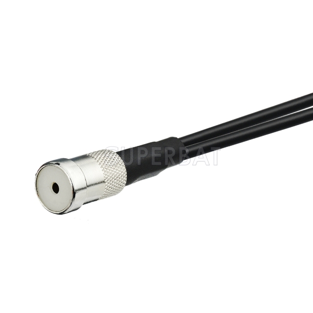 Fakra Water Blue Double Straight Jack to ISO Straight Jack RG174  V shape