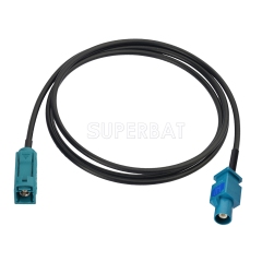 Fakra Water Blue Straight Jack to Fakra Water Blue 1 Straight Plug RG174