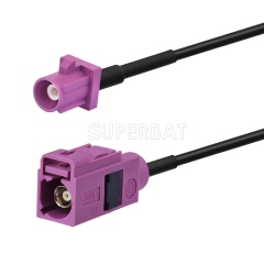 Fakra Heather Violet Straight Jack to Fakra Heather Violet Straight Plug RG174
