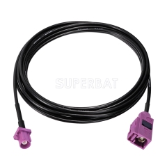 Fakra Heather Violet Straight Jack to Fakra Heather Violet Straight Plug RG174