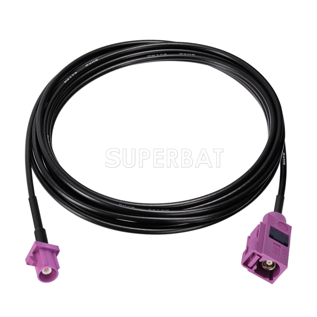 Fakra Heather Violet Straight Jack to Fakra Heather Violet Straight Plug RG174